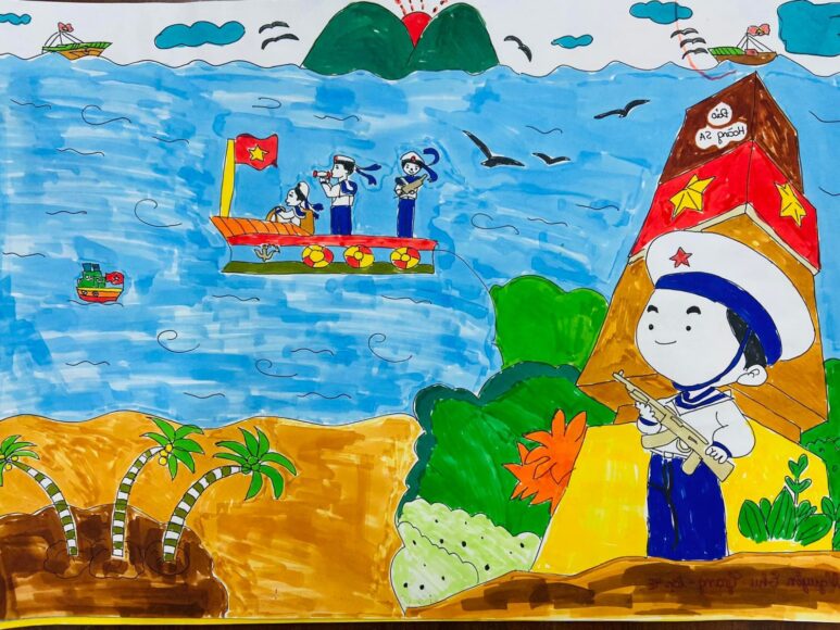 Vẽ tranh 22 12 hình chú bộ đội hải quân