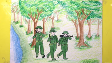 Vẽ tranh chú bộ đội