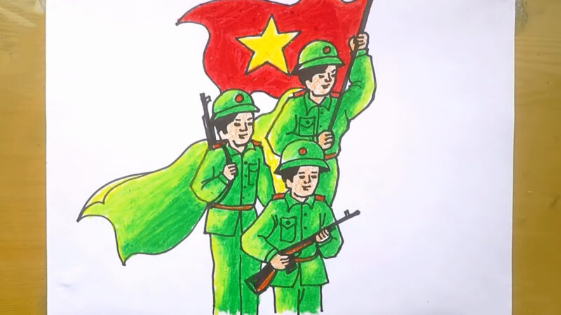 Vẽ tranh chú bộ đội đẹp