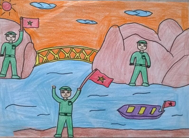 Vẽ tranh chú bộ đội đẹp đơn giản của học sinh