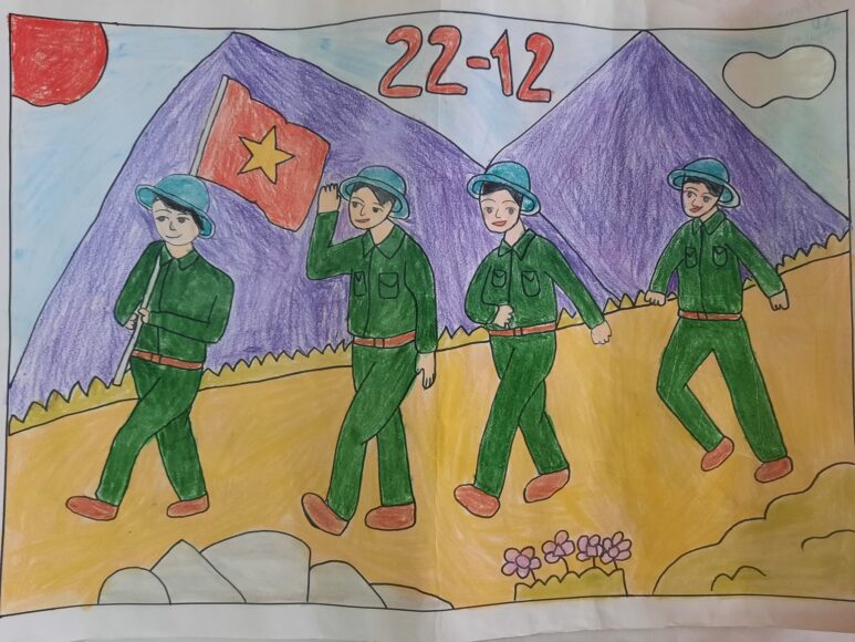 Vẽ tranh chú bộ đội đẹp nhất của học sinh