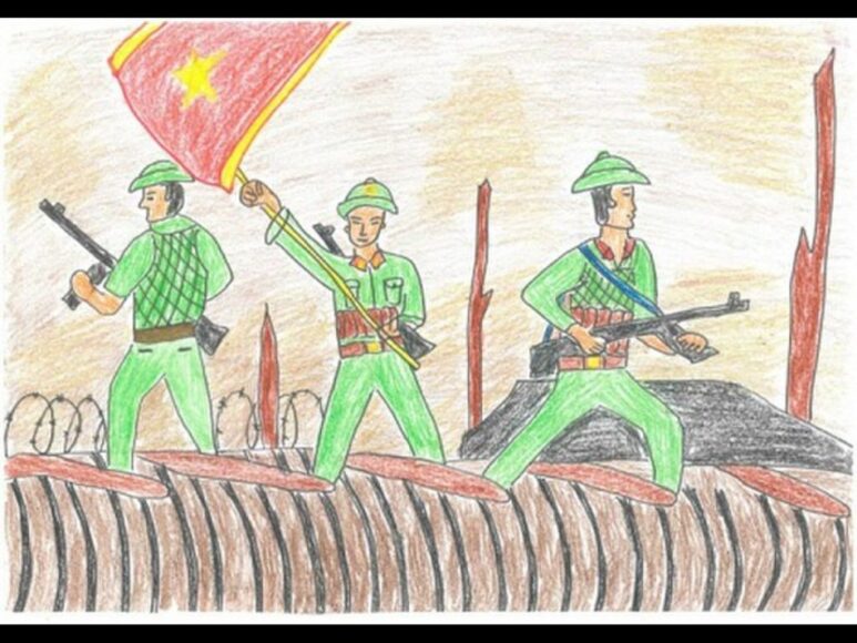 Vẽ tranh chú bộ đội đơn giản của học sinh