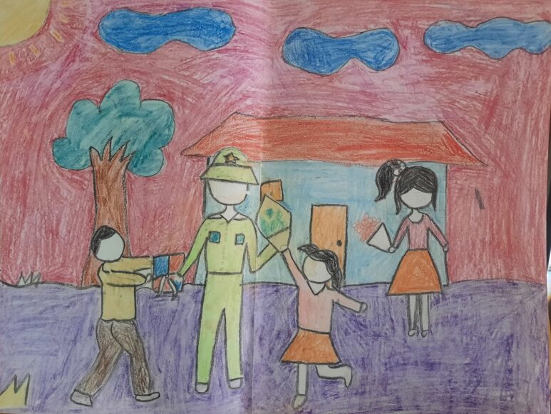 Vẽ tranh chú bộ đội đơn giản của học sinh tiểu học