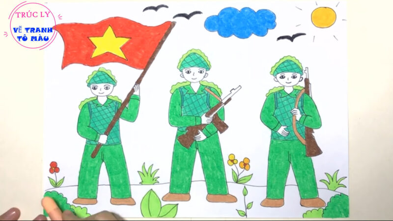 Vẽ tranh chú bộ đội đơn giản, dễ vẽ