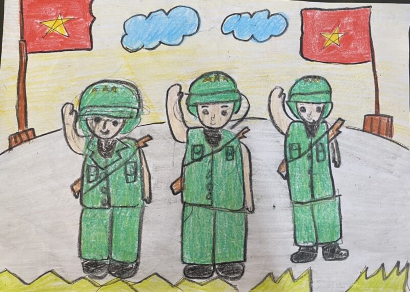 Vẽ tranh chú bộ đội đơn giản, dễ vẽ của học sinh tiểu học