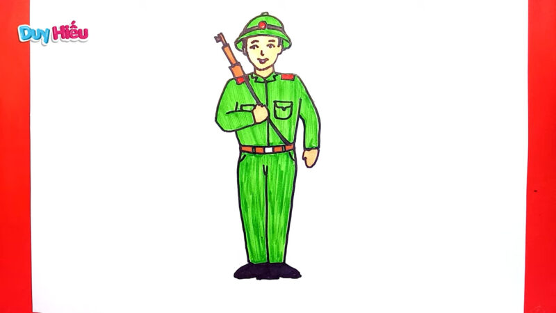Vẽ tranh chú bộ đội đơn giản đẹp