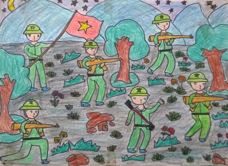 Vẽ tranh chú bộ đội đơn giản mà đẹp