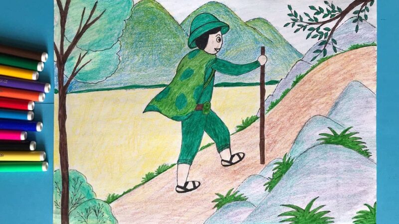 Vẽ tranh chú bộ đội hành quân đẹp nhất