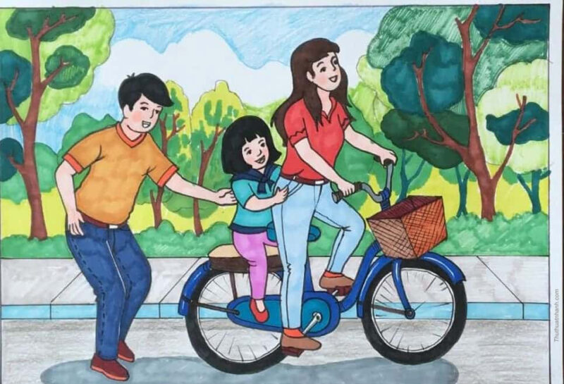 Vẽ tranh gia đình lớp 8 đẹp nhất