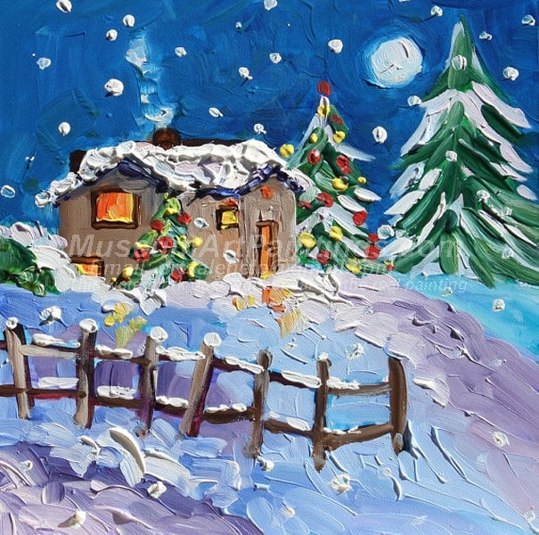 Vẽ Cây Thông Noel Tuần Lộc Trong Đêm Tuyết Rơi Bằng Sáp Dầu YouTube Nhật Ký Mỹ Thuật Vẽ Tranh Noel