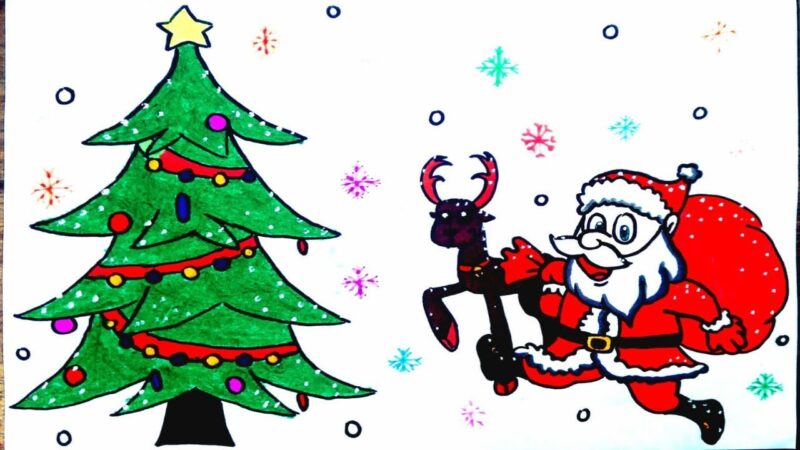 Vẽ tranh Giáng Sinh đơn giản siêu cute