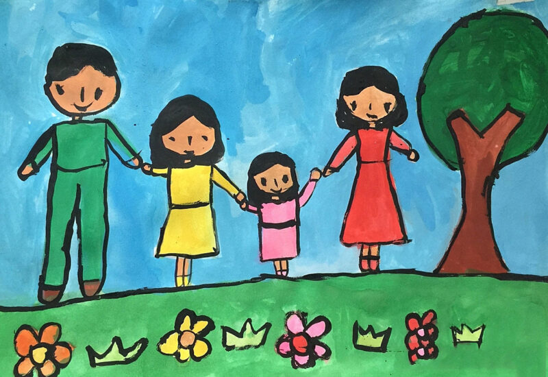 Vẽ tranh mái ấm gia đình hạnh phúc đơn giản dễ vẽ nhất