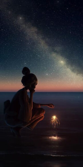 Hình ảnh buồn nữ cô nàng đang ngồi bên bãi cát