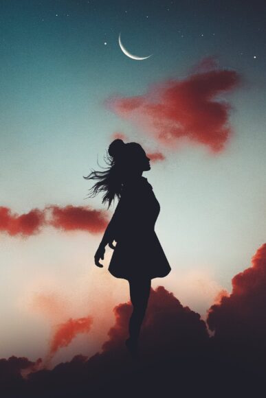 Hình buồn nữ cô nàng đứng ngắm hoàng hôn