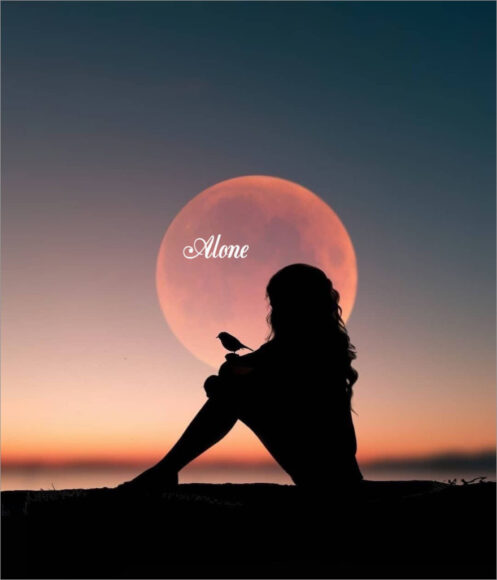 Hình buồn nữ cô nàng ngồi chú chim đậu trên tay