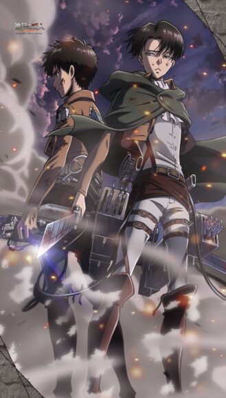 Hình Eren tay cầm vũ khí chuẩn bị chiến đấu