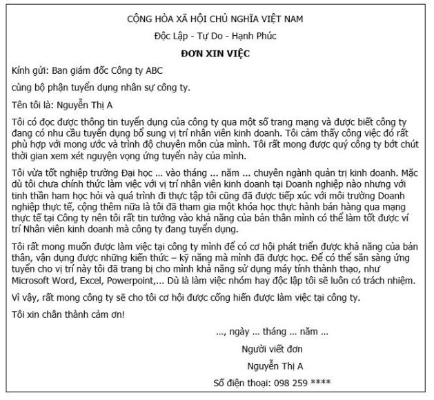 Mẫu đơn xin việc chung cho các công ty thu hút nhất