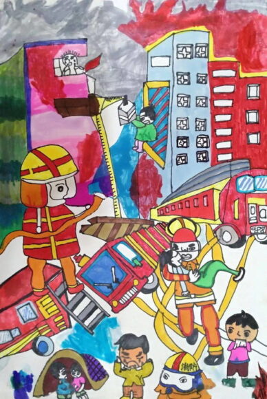 tranh vẽ phòng chống cháy nổ những người hùng thầm lặng cứu người