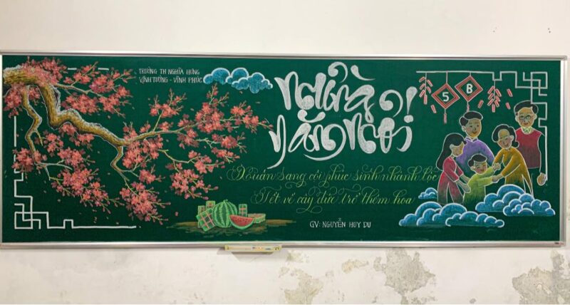 Vẽ bảng Tết gia đình sum vầy đoàn viên