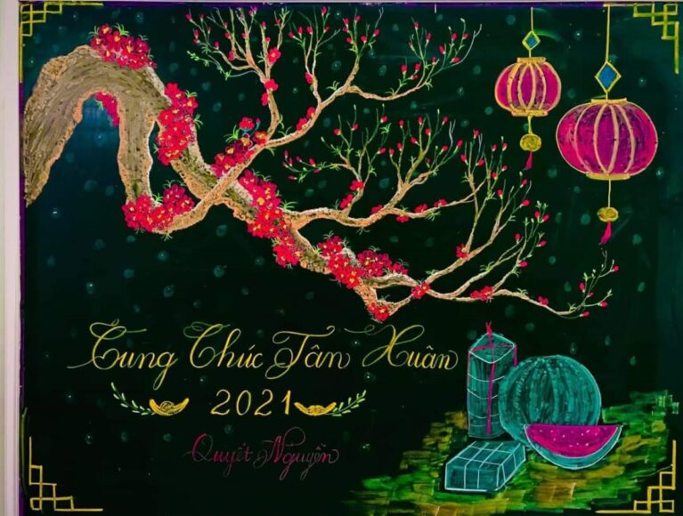 Vẽ bảng trang trí tết ấn tượng nhất