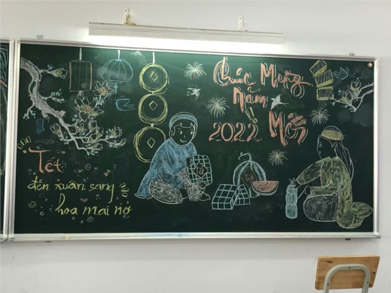 Vẽ bảng trang trí tết gói bánh chưng