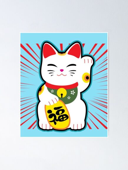 Vẽ con mèo Tết nền xanh dễ thương