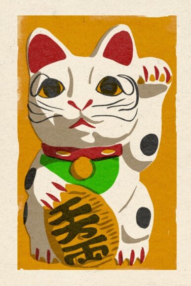 Vẽ con mèo Tết râu dài