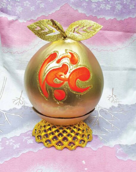 Vẽ dừa chưng tết chữ Lộc màu đỏ