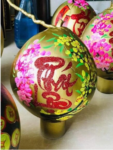 vẽ dừa chưng tết đơn giản mà đẹp