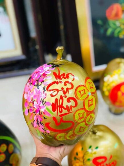 vẽ dừa chưng tết màu sắc bắt mắt để được lâu