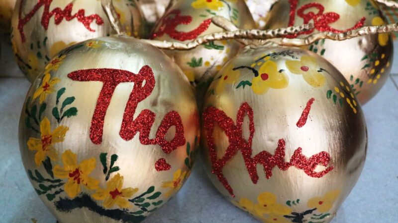 Vẽ dừa chưng tết thọ phúc