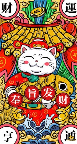 vẽ mèo thần tài đẹp