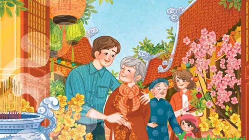 Vẽ tranh chợ Tết đơn giản, đẹp nhộn nhịp