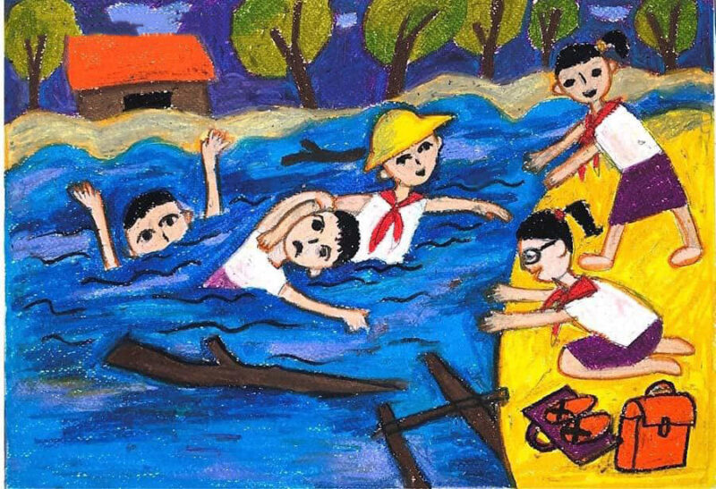 Vẽ tranh thiếu nhi làm nghìn việc tốt cứu bạn