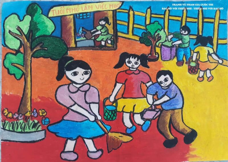 Vẽ tranh thiếu nhi làm nghìn việc tốt đơn giản
