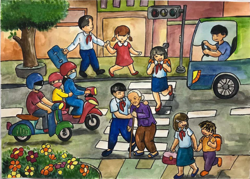 Vẽ tranh thiếu nhi làm nghìn việc tốt đơn giản mà đẹp