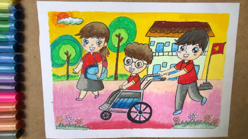 Vẽ tranh thiếu nhi làm nghìn việc tốt giúp bạn