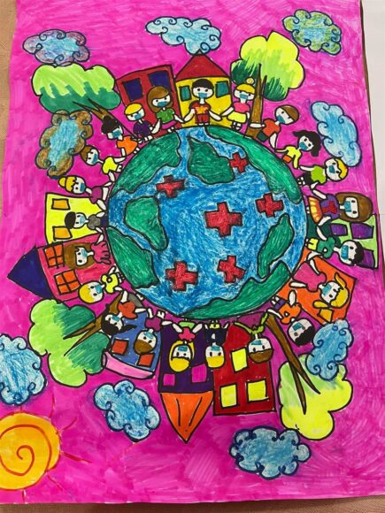 Vẽ tranh thiếu nhi làm nghìn việc tốt phòng chống dịch bệnh