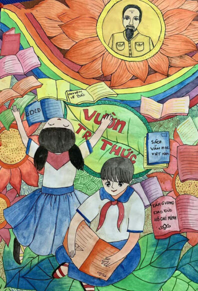 Vẽ tranh thiếu nhi làm nghìn việc tốt theo lời dạy của Bác