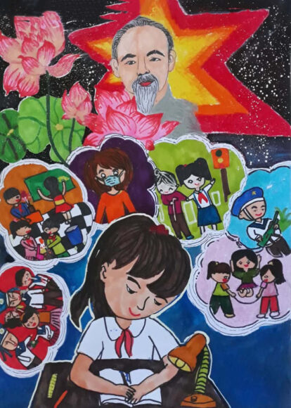 Vẽ tranh thiếu nhi làm nghìn việc tốt theo lời dạy của Bác Hồ