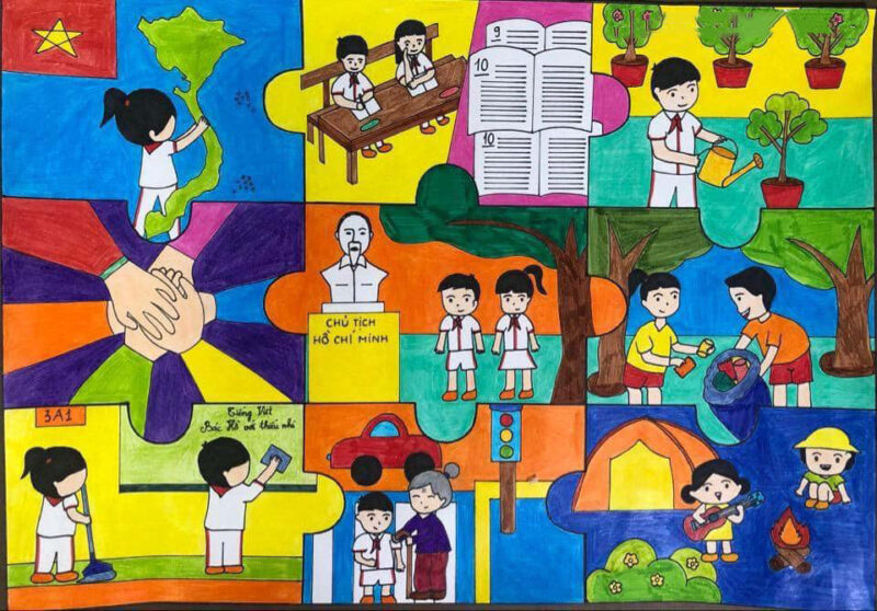 Vẽ tranh thiếu nhi làm nghìn việc tốt trong cuộc sống