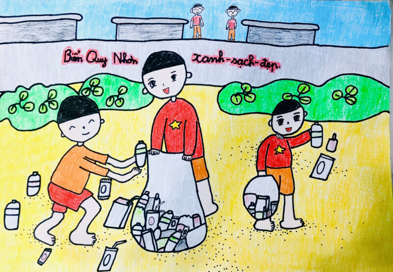 Vẽ tranh thiếu nhi làm nghìn việc tốt vì môi trường biển