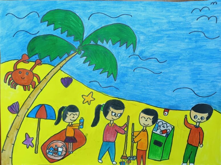 Vẽ tranh thiếu nhi làm nghìn việc tốt vì môi trường biển tương lai