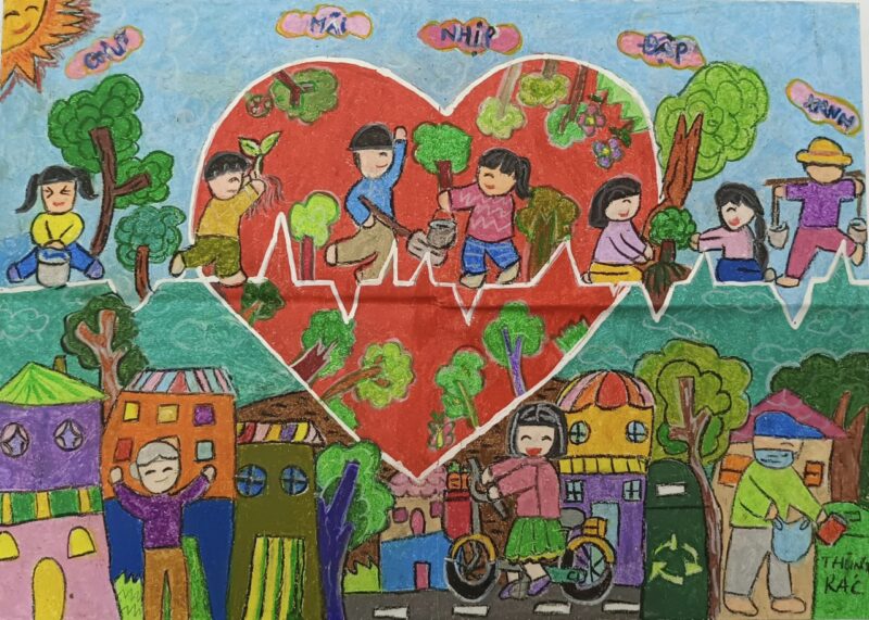 Vẽ tranh thiếu nhi làm nghìn việc tốt vì môi trường tương lai