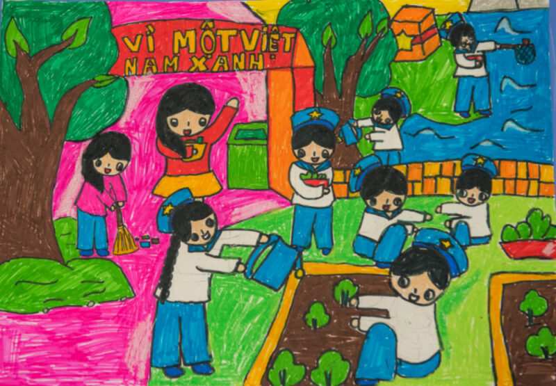 Vẽ tranh thiếu nhi làm nghìn việc tốt vì một Việt Nam xanh cực ý nghĩa