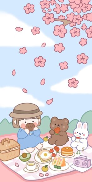 ảnh nền điện thoại cute bữa tiệc hoa anh đào