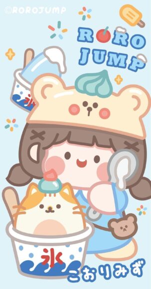 ảnh nền điện thoại cute cô bé ăn kem