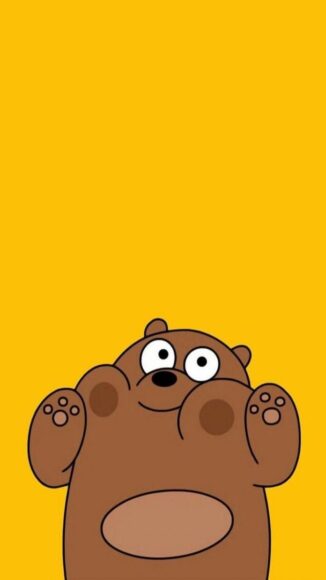 ảnh nền điện thoại cute gấu nâu nền vàng