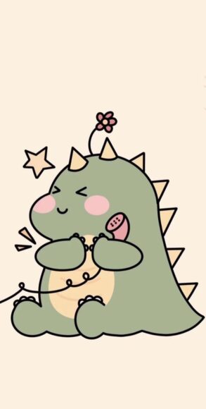ảnh nền điện thoại cute khủng long xanh