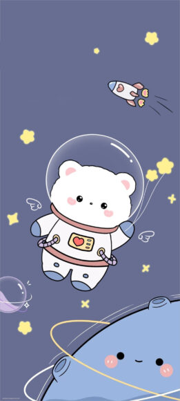 ảnh nền điện thoại đơn giản phi hành gia gấu